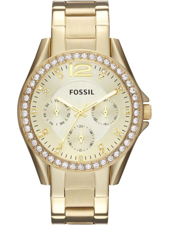 Fossil Women\'s Gold Analog Quartz Riley Stainless Steel Multifunction Watch